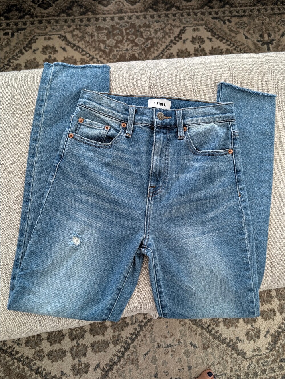 PISTOLA Denim Audrey High Rise Distressed Straight Leg Jeans Size 25